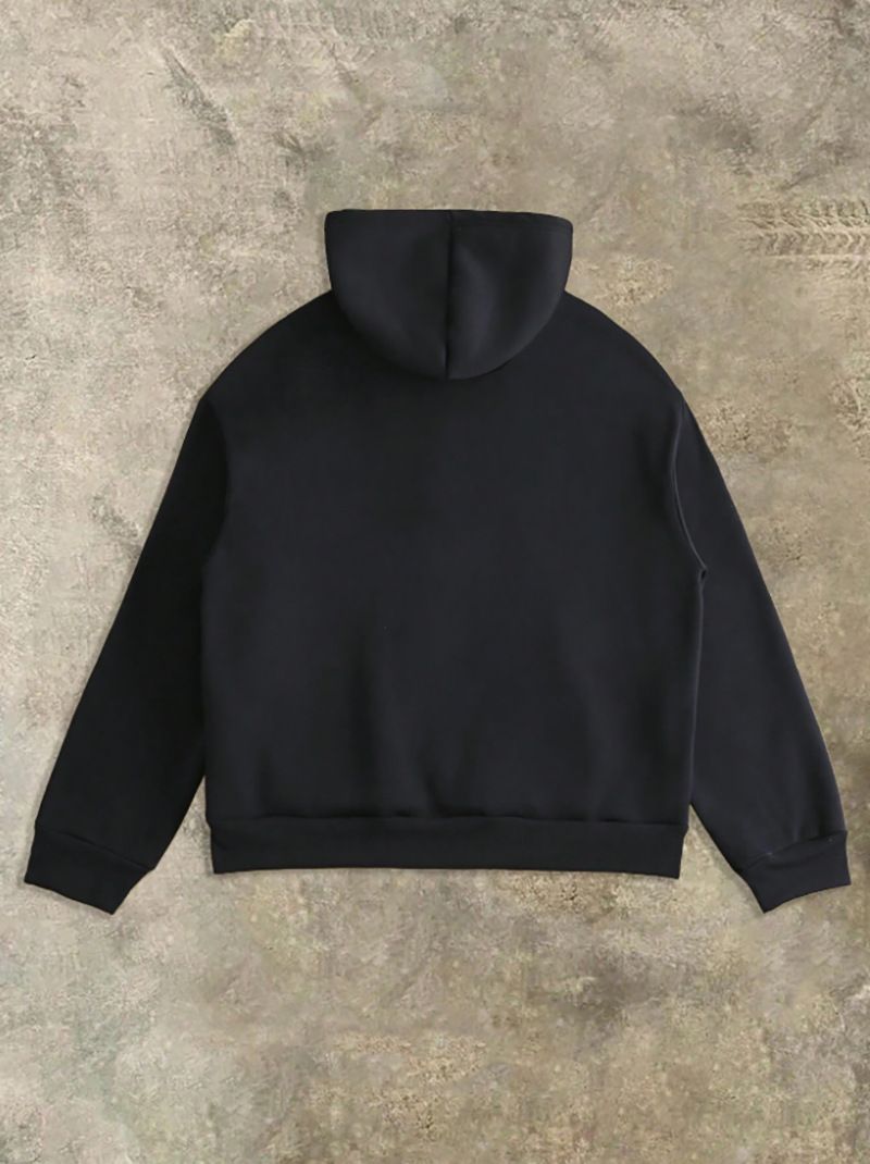 "Sweat à capuche zippé minimaliste pour homme - Pull uni doublé polaire avec capuche à cordon de serrage ajustable pour l'automne/hiver (essentiel streetwear unisexe)"_voghion.com