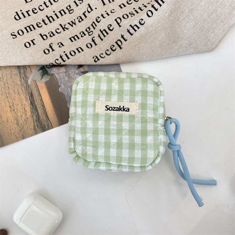 3922 gesteppte Baumwolle Plaid Lagerung Sanitär Geldbörse Mini Make-Up Schlüssel Sonstiges Student Kleine Tasche_voghion.com