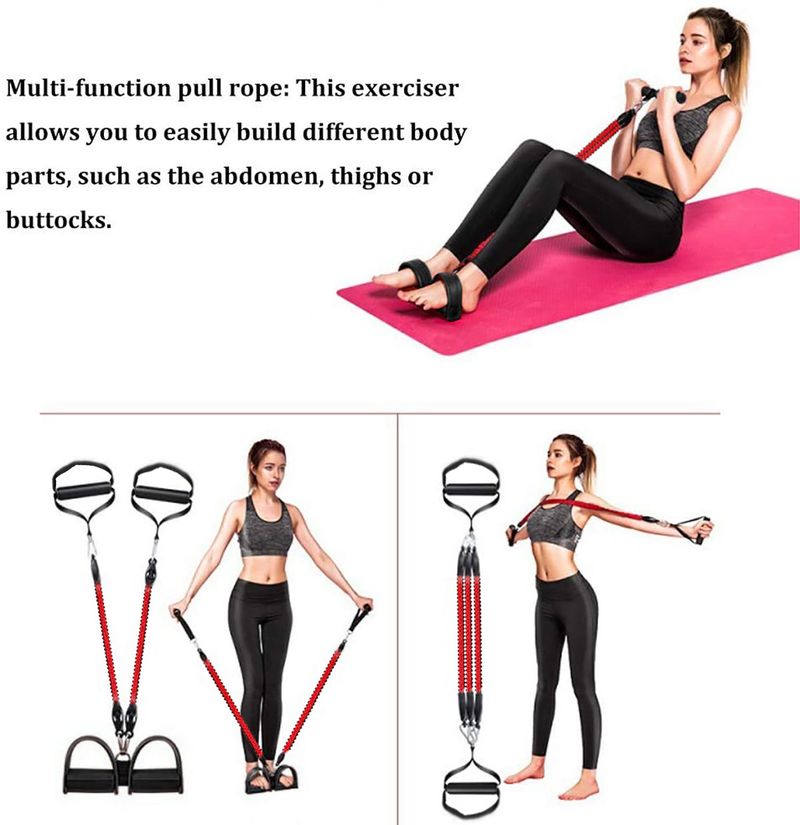 Multifunctional Set Foot Pedal Latex Anti-Breakage Band Four-Tube Resistance Trainer_voghion.com