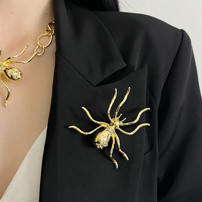 ZA Niche Overdreven Unieke Persoonlijkheid Diamanten Grote Spinnen Hanger Ketting Minimalistisch Modieus Temperament_voghion.com