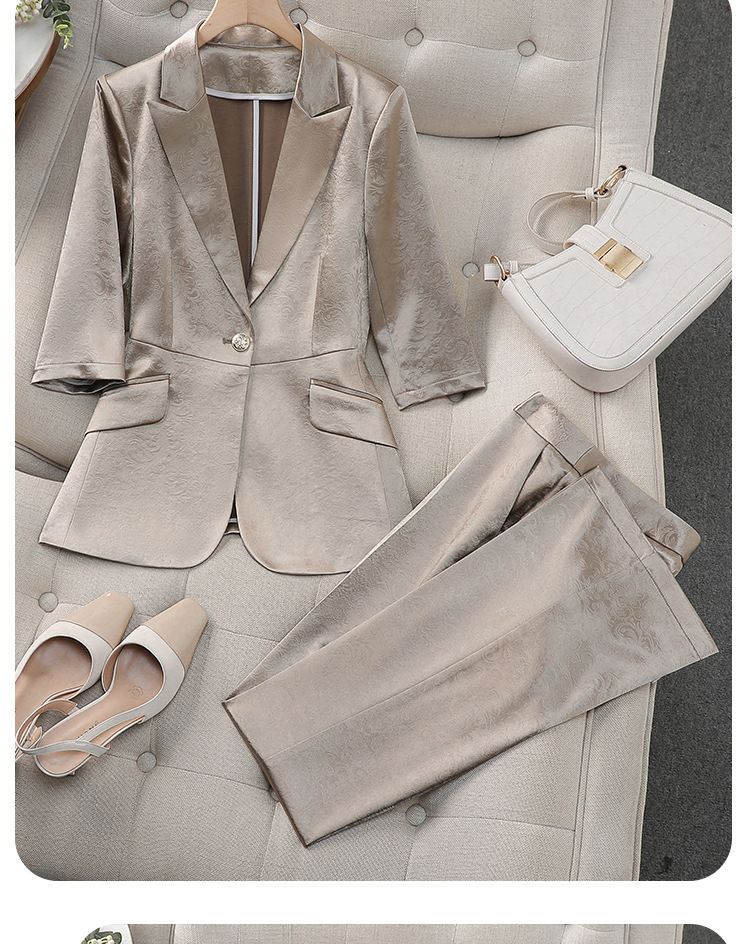 Elegant Pink Women's Suit Set - Premium Acetate Satin Blazer & Pants For Professional Office Wear(Available In 7 Sizes From S To XXXXL)_voghion.com