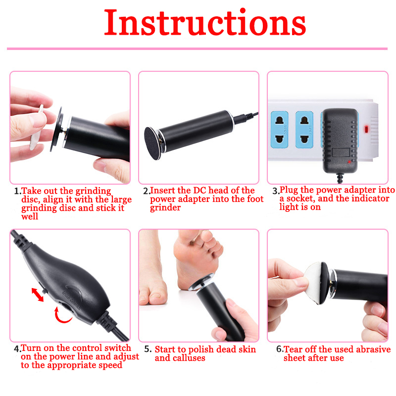 Removedor de calos elétrico ferramentas pedicure pé velocidade ajustável arquivo de pé profissional pedicure lixadeira para pele morta_voghion.com