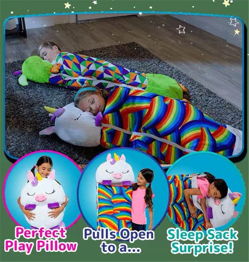 Saco de dormir de dibujos animados para niños, regalo de cumpleaños, saco de dormir para niños, almohada de peluche, sacos de dormir suaves y cálidos para bebés y niñas_voghion.com