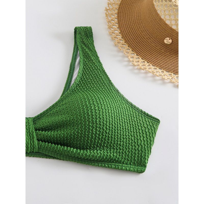 Separate Solid Color Bikini With High Waist Cover_voghion.com