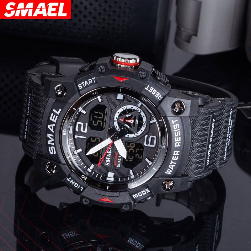 SMAEL Smart New Outdoor Transparent Watch Men's Outdoor Cool Dual Display Waterproof Glow Electronic Watch_voghion.com