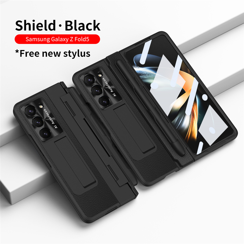 Hinge Leather Phone Cae For Samung Galaxy Z Fold 5 5G Cover With S Pen Camera Screen Protection Shockproof Coque_voghion.com