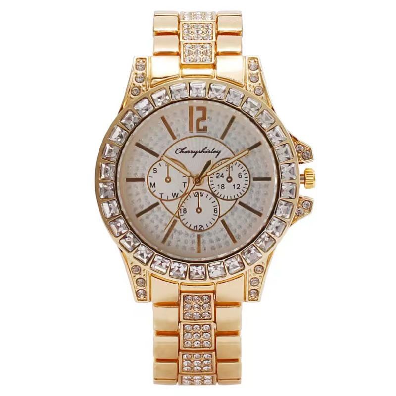 Women's Watches Fashion Steel Band Diamond Set Women's Watch Fashion Simple Quartz Watch Set_voghion.com