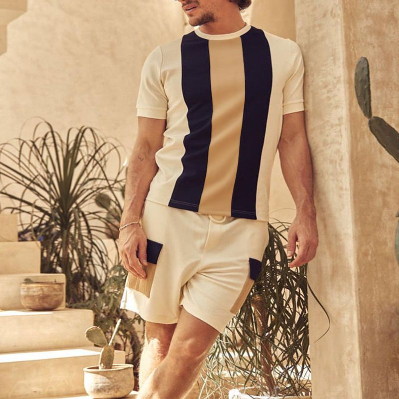 Vêtements de sport décontractés pour hommes, costumes en coton à manches courtes, shorts transfrontaliers, deux pièces pour hommes, commerce extérieur, vente en gros_voghion.com