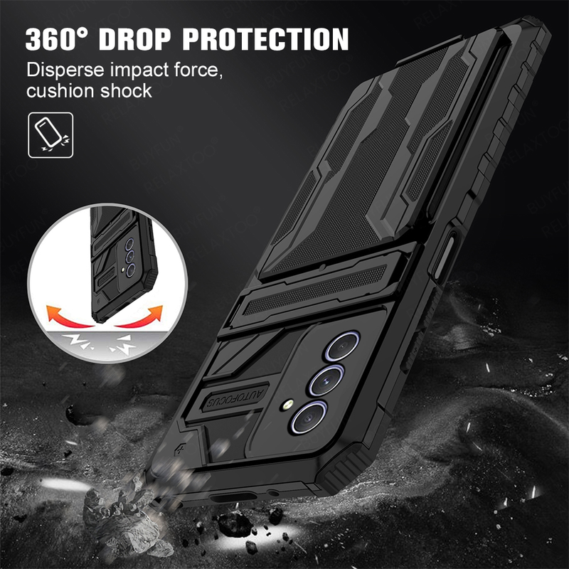 Multifunktionell Verstoppte Klammer Réckcover Fir Samsung Galaxy A14 4G A34 A54 5G A 14 34 54 Hülle Stossfest Mat Kaarteslot Coque_voghion.com