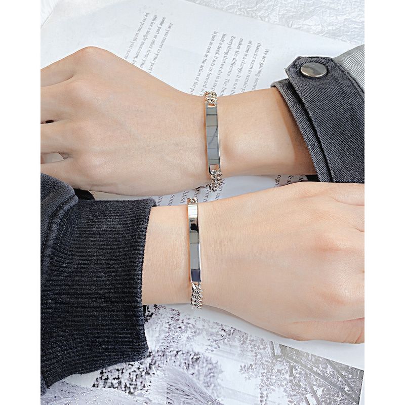 Bracciale cubano di coppia con incisione fai da te in acciaio al titanio di alta qualità placcato galvanicamente_voghion.com