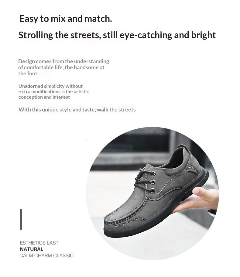 Soldes Voyage - Chaussures d'extérieur résistantes à l'usure, antidérapantes, à lacets, semelle épaisse, tendance, polyvalentes, larges et décontractées, tige en cuir._voghion.com