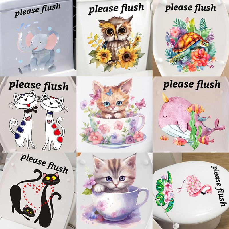 Ofer selbstklebende Toilettenaufkleber mit Eulenmotiv, 50 Sets mit Cartoon-Wandaufklebern_voghion.com