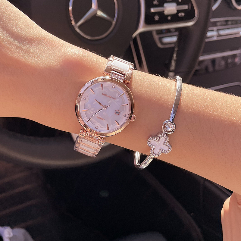 Orologio da donna con calendario e cintura impermeabile al quarzo minimalista in ceramica di nuova moda_voghion.com