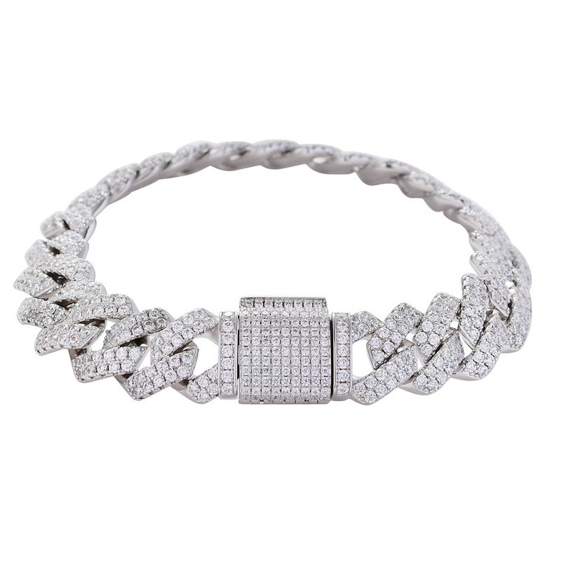 Bracciale cubano hip hop da uomo con chiusura a scatola micro pavé in rame da 13 mm, rombo e zirconi pieni_voghion.com