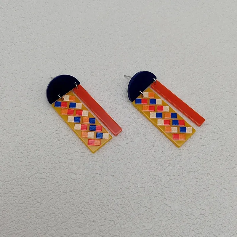 Top Sale Colourful Dangle Earrings For Women Accessories Geometric Shape Stud Earring Y2K Pendientes In Acrylic Earings_voghion.com