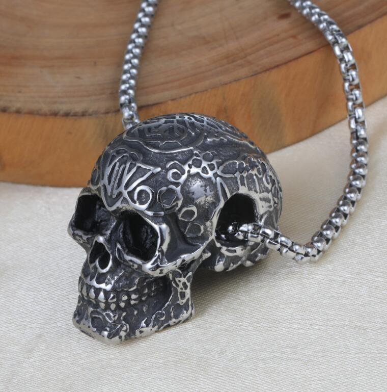 Fashion Men's Stainless Steel Skull Necklace Punk Hip Hop Necklaces for Men Jewelry Creative Accessories Party Gift_voghion.com