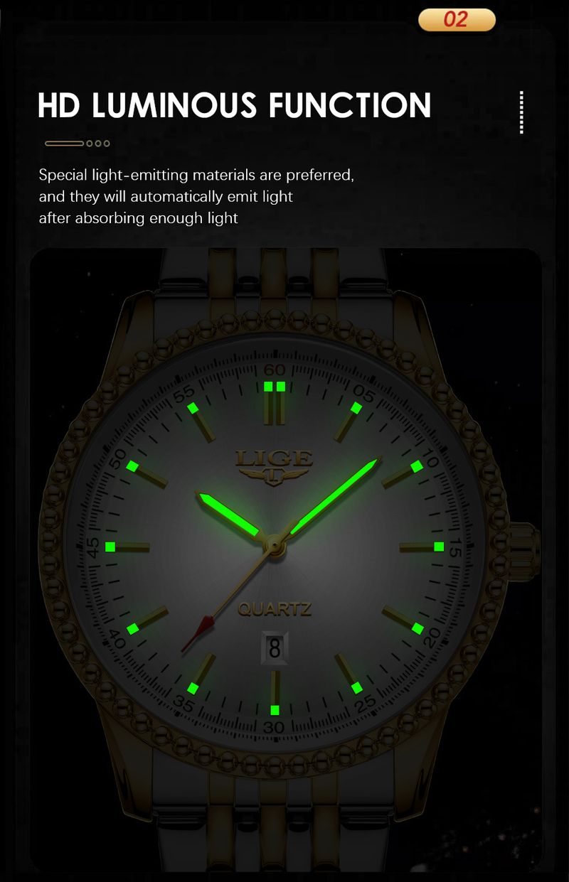 Herenhorloge van roestvrij staal met datumweergave, waterbestendig, lichtgevende wijzers en een zakelijke kalender in casual stijl._voghion.com
