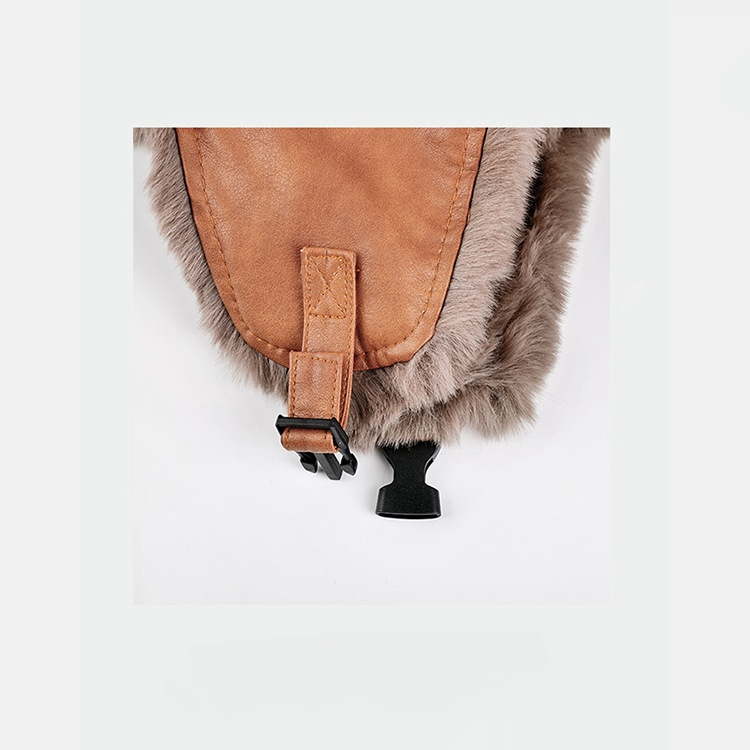 Dizainerio vyriška Maillard lauko motociklo kepurė Lei Feng Vyriška vintažinė žieminė sustorėjusi PU kailio ausų apsauga lauko slidinėjimo kepurė_voghion.com