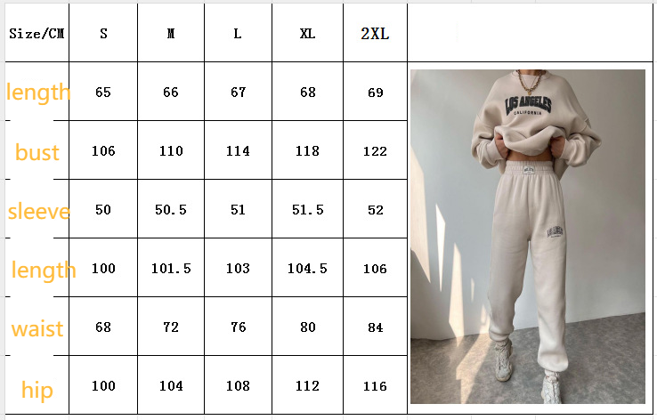 Women's clothing casual fashion printed thickened suit plus velvet sweatshirt long-sleeved pants suit_voghion.com