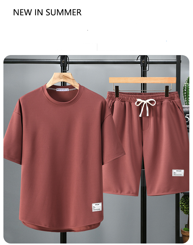 Herrkläder Plusstorlekar Lös smal bekväm version Kortärmad kostymshorts T-shirt_voghion.com