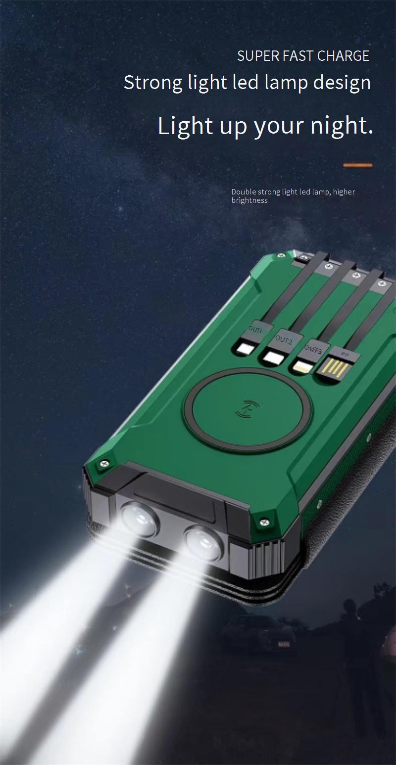 Power Bank Self Contained Four Wire Large Solar Power Bank 20000 MAh Foldable Wireless Charging Mobile Phone Power Bank_voghion.com