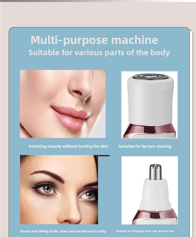 Tagliacapelli indolore per donne - Tagliacapelli multifunzionale ricaricabile per peli di bikini, naso e viso_voghion.com