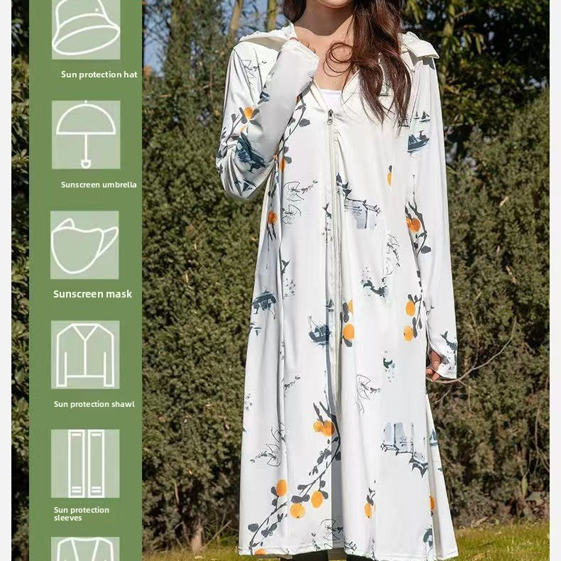 UPF50+ Full-Length Sun Protective Suit For E-Bike Riding - Lightweight UV Protection Jacket With Face Mask & Long Sleeves_voghion.com