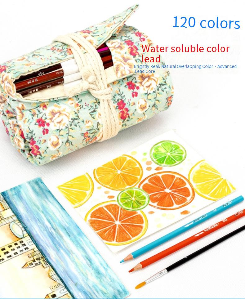 120-Color Watercolor Pencils Set, Professional Art Drawing Pencils With Roll-Up Case, Portable Painting Tools For Artists, Students & Hobbyists_voghion.com