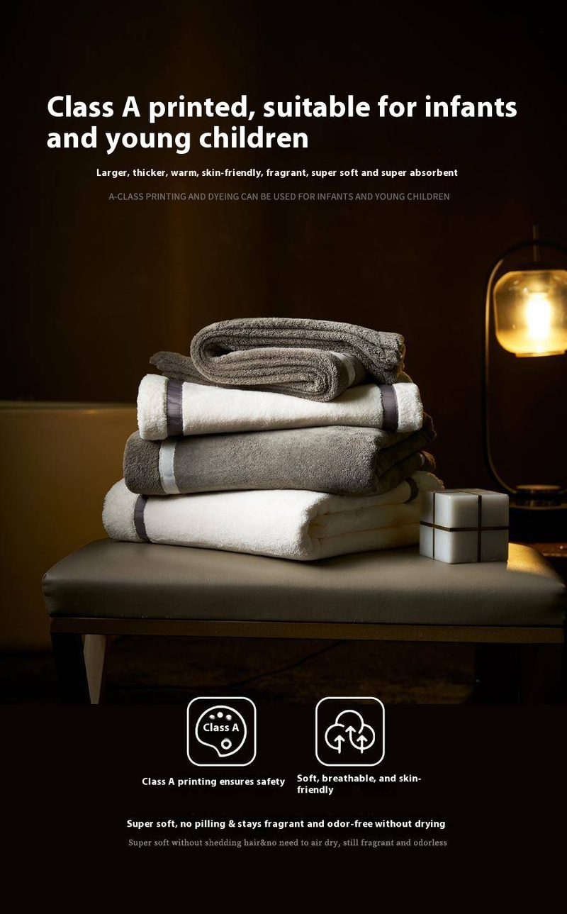 Juego de toallas de baño de forro polar coral antimoho 7A: ultrasuaves y antibacterianas, hilo de alta densidad de 40 capas, gramaje de lujo de más de 140 g_voghion.com