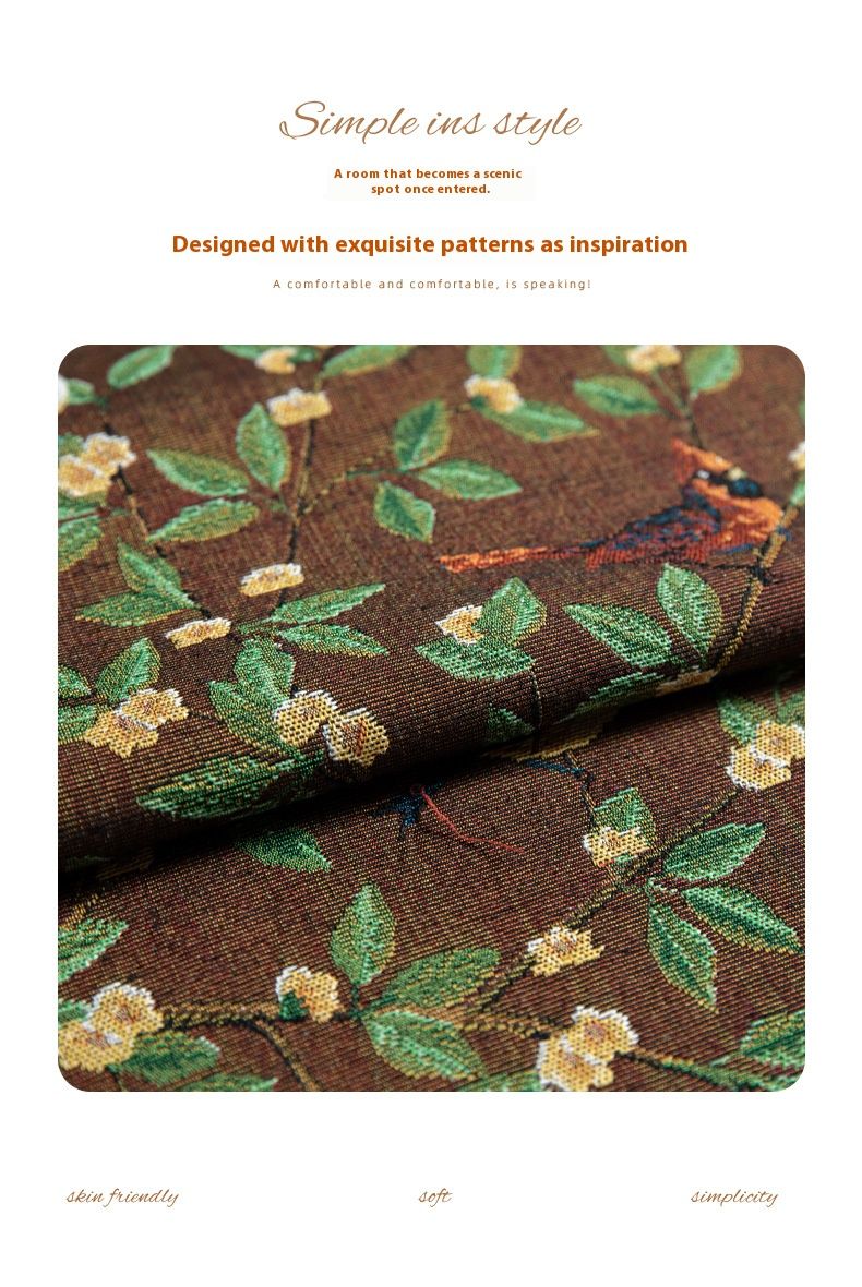 Rechteckige Tischdecke aus Polyester – Blumen- und Elster-Design für Ess- und Wohnzimmer (140 x 140 cm, 100 x 160 cm, 140 x 180 cm, 140 x 220 cm, Beige/Rot/Braun)_voghion.com