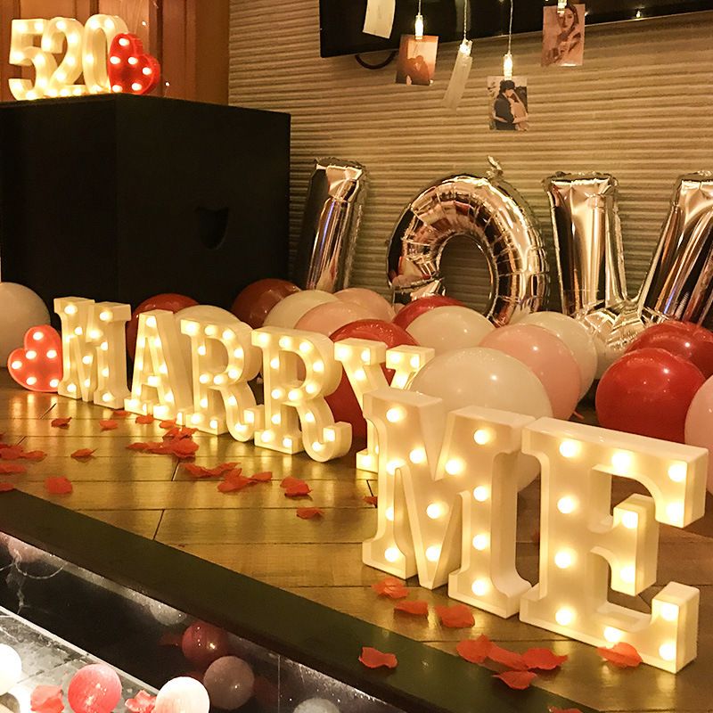 Letreiros de LED com letras - Letreiros de alfabeto e números personalizáveis para decoração de aniversários, casamentos e festas_voghion.com