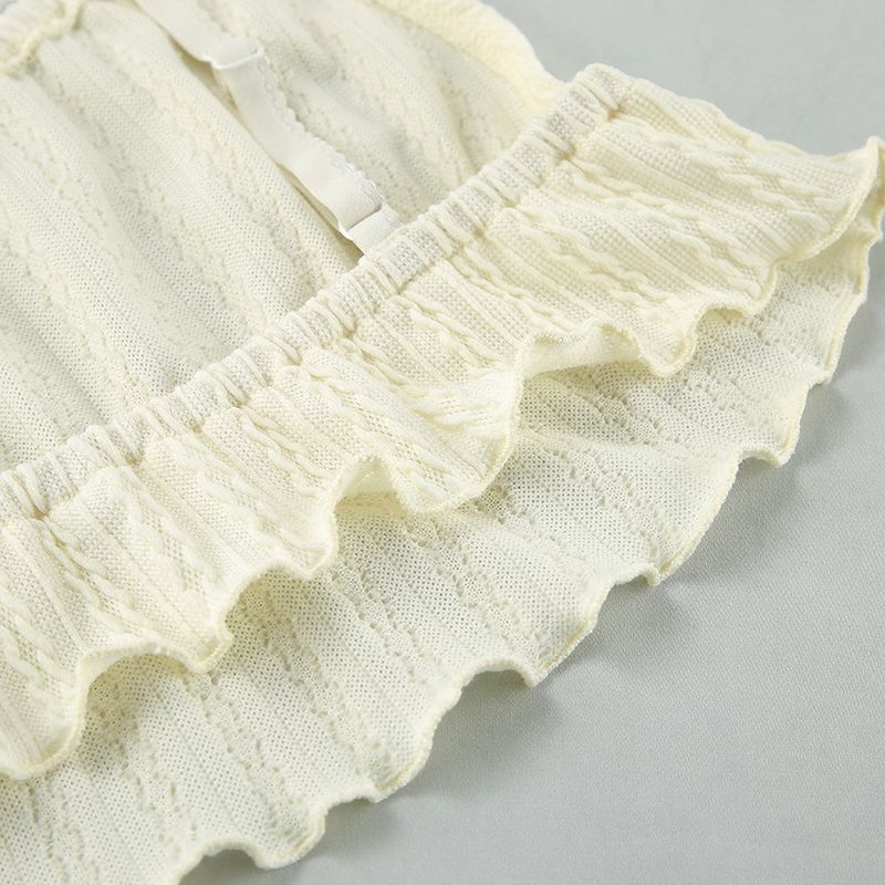 Nuovo set estivo da donna con canotta, pantaloncini e pigiama in maglia bianca, due pezzi_voghion.com