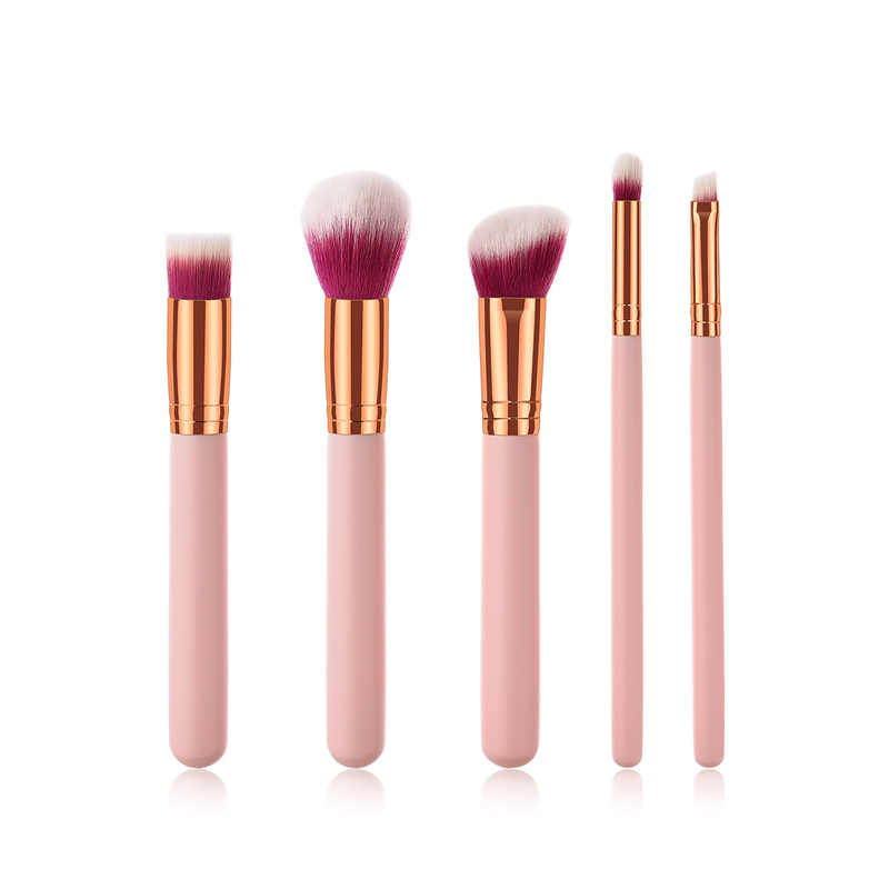 Pennelli per trucco da 5 pezzi, strumenti di bellezza, manico in legno Yuncai, tubo per la bocca, capelli in nylon GUJHUI_voghion.com