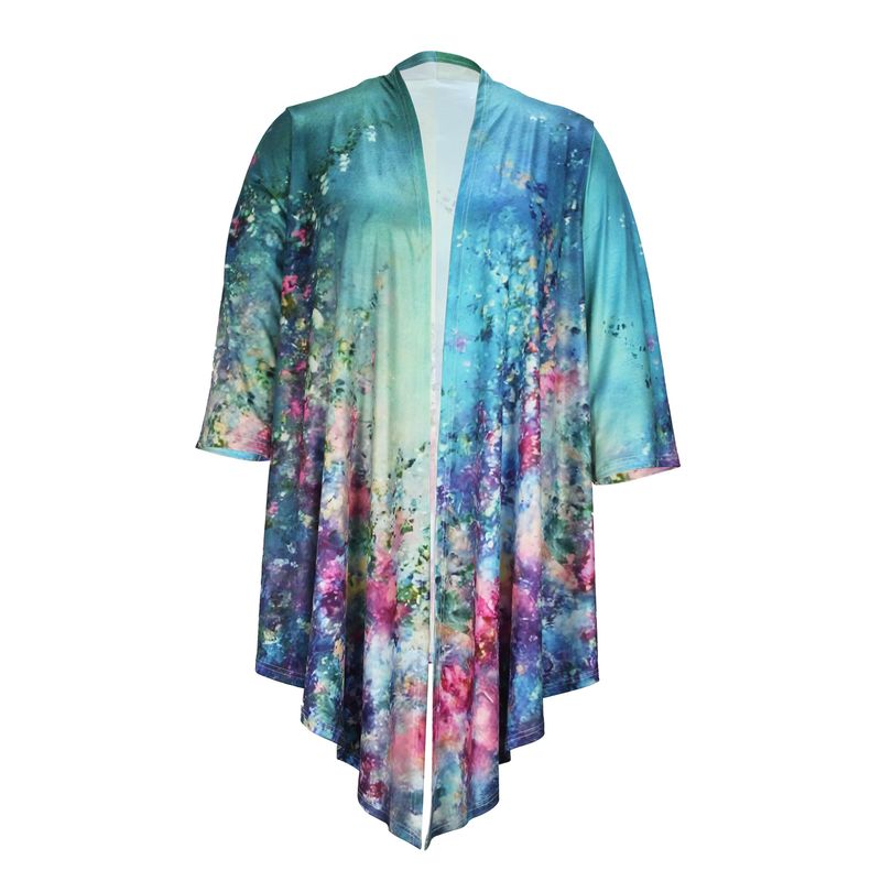 Women's large-size T-shirt shirt printed cardigan long-sleeved cape coat with irregular hem_voghion.com