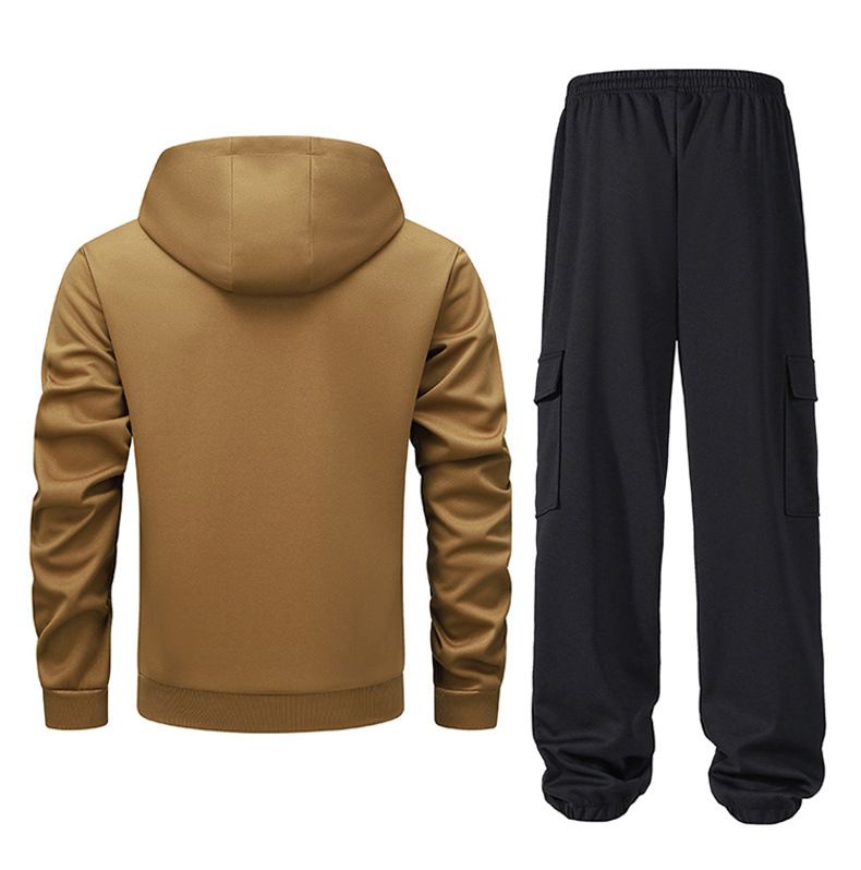 Conjunto deportivo informal de 2 piezas para hombre: chaqueta con capucha y cremallera y pantalón deportivo (tallas S-3XL, varios colores)_voghion.com