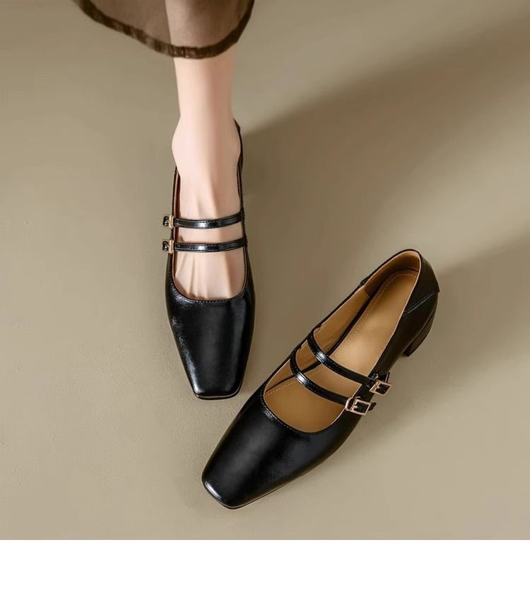 Französische kleine Lederschuhe 2025 Frühjahr neue quadratische Kopf High Heel Mary Jane Damen Einzelschuhe_voghion.com