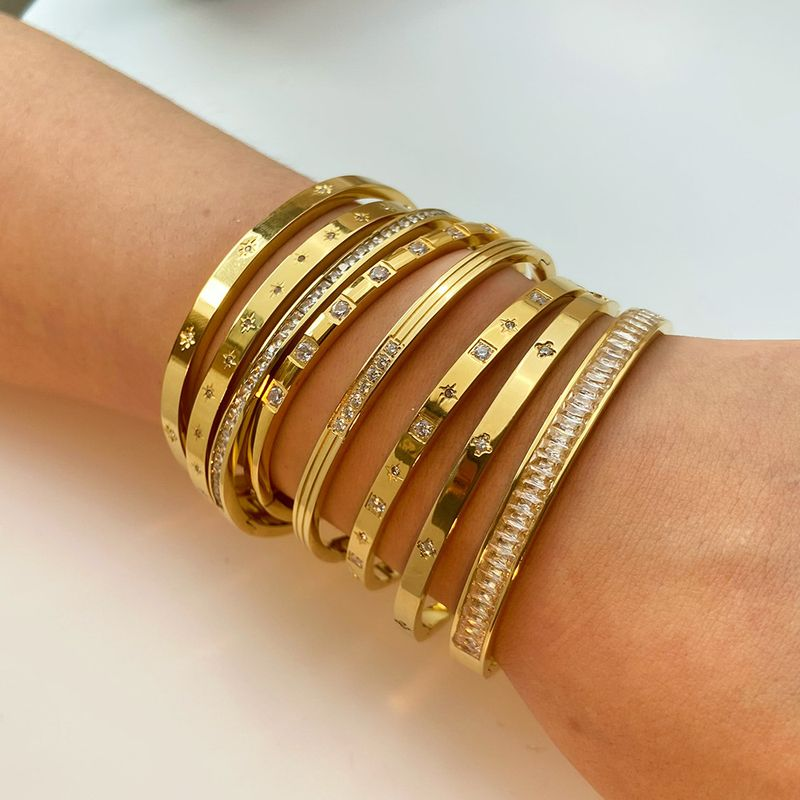 Zapestnica iz pozlačenega cirkona iz nerjavečega jekla Instagram Wind Titanium Hexagram Star Buckle_voghion.com