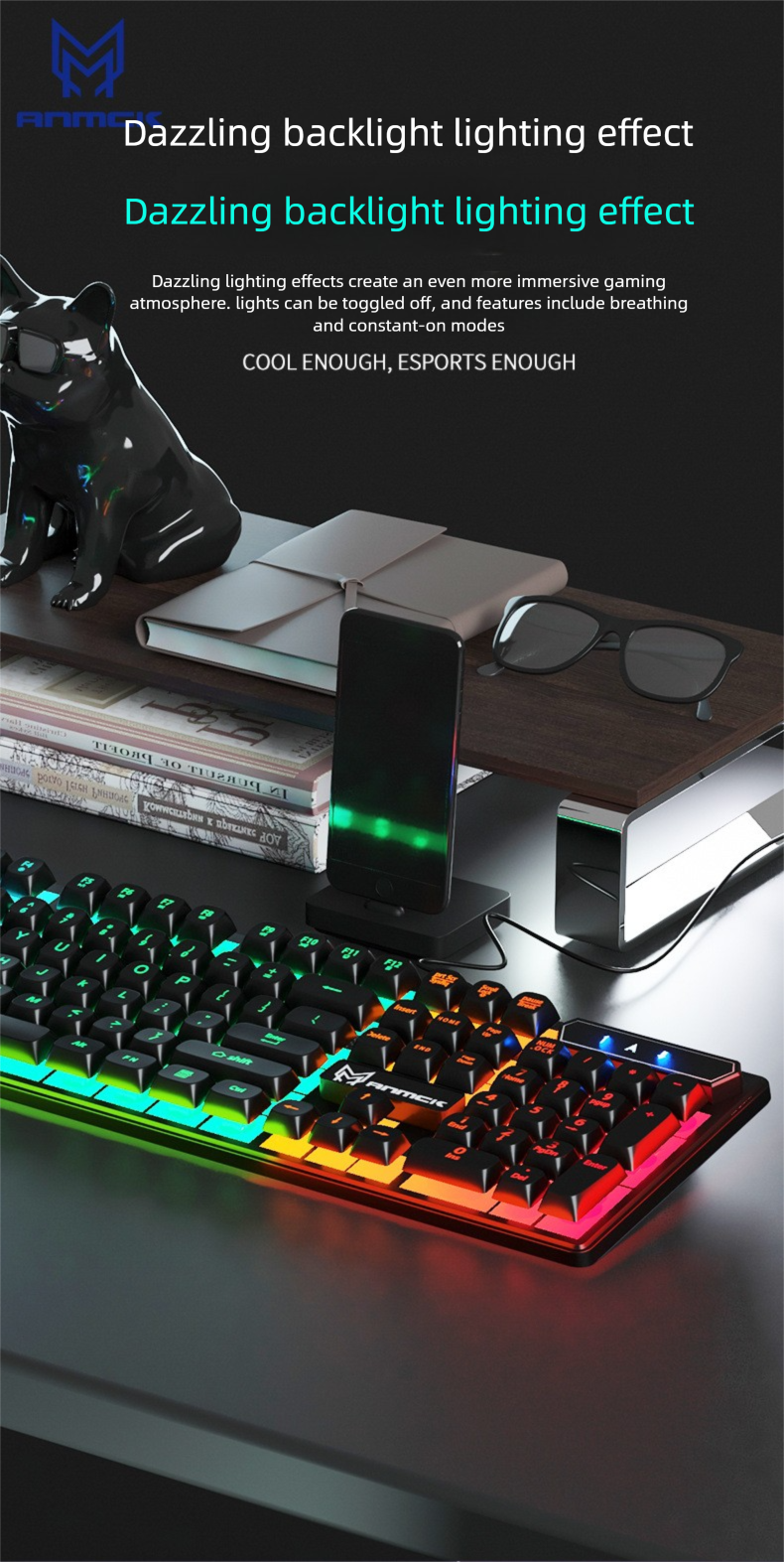 Moken Private Model Wired Gaming Keyboard With Lighting, Mechanical Feel, Good For Typing, Office Gift_voghion.com