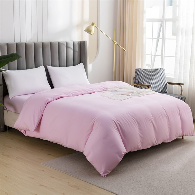 Einfarbiger Einzelprodukt-Bettbezug, Bettbezug 1PC aus weichem Polyester - gewalkte Samtstruktur_voghion.com