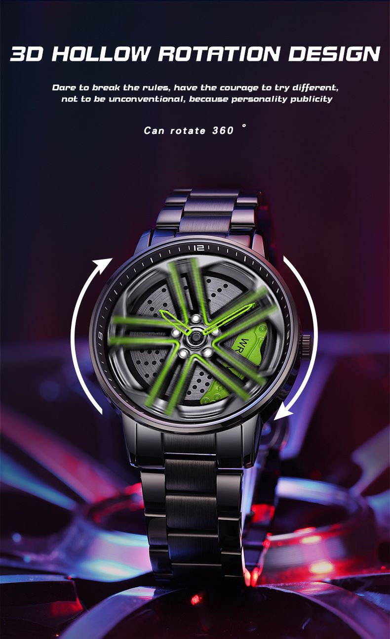 Orologio scheletrato rotante da uomo con cinturino in vera pelle/acciaio inossidabile, movimento al quarzo impermeabile per uno stile casual e sportivo_voghion.com