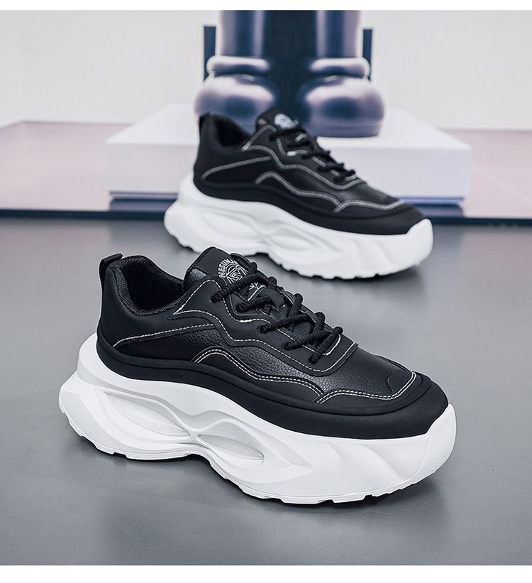 Men's Fashion Sneakers - Lightweight Running Shoes With Thick Sole For Casual Wear, Breathable Mesh Lining, Comfortable Low-Top Design For Daily Use_voghion.com