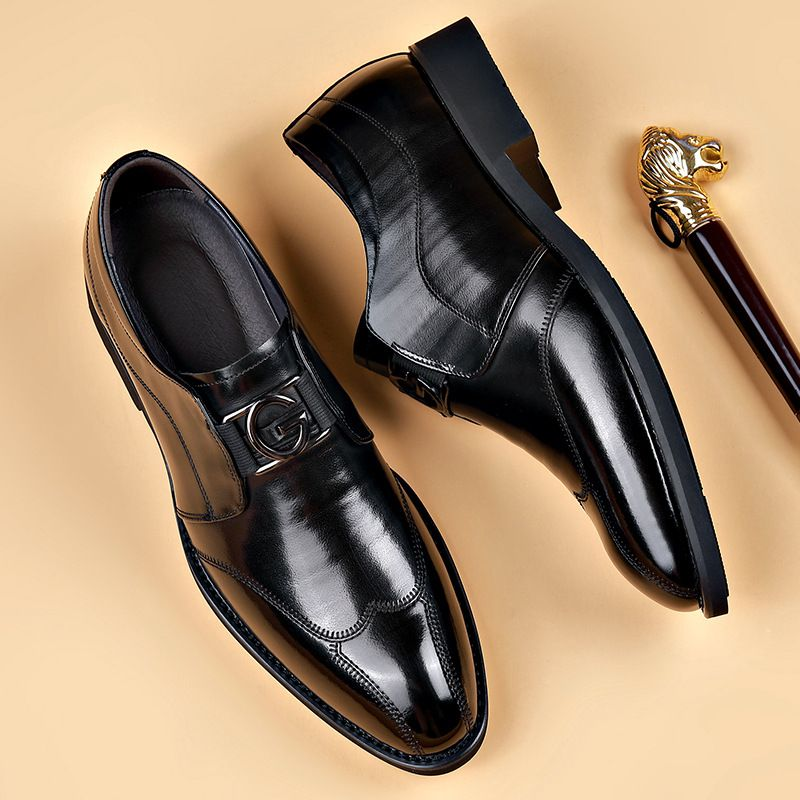 Echte Brogue-Schuhe aus Leder mit spitzer Spitze, vielseitige, atmungsaktive Business-Casual-Schuhe für Herren, Hochzeitsschuhe, Schlupfschuhe_voghion.com