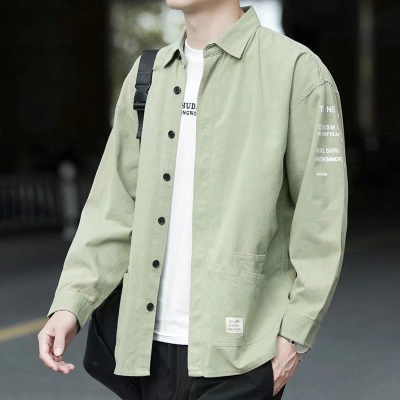 Frühling und Herbst Langarm Herren Trendy Ins Hong Kong Stil Vielseitiges Rascal Shirt Koreanische Ausgabe Lose Arbeitskleidung_voghion.com