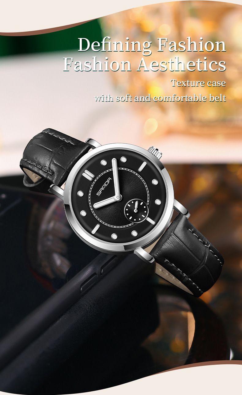 Orologio al quarzo alla moda semplice impermeabile con cintura Orologio da donna Due perni Metà Glow-in-the-dark Orologio di tendenza da donna_voghion.com