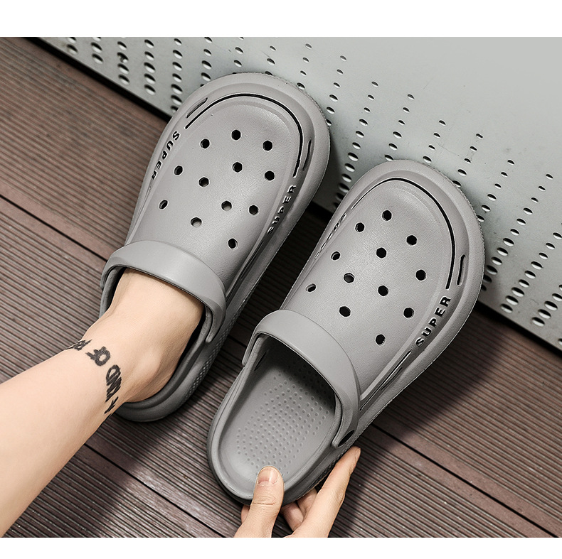 Men Summer Wear Garden Shoes Non-slip Bao Head Dual-purpose Sandals Soft Soles Step On Poo Feeling Beach Slippers Men_voghion.com