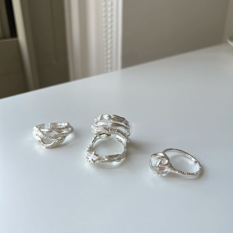 Korean niche design open ring personality stacking open ring female 2023 new irregular index finger ring_voghion.com