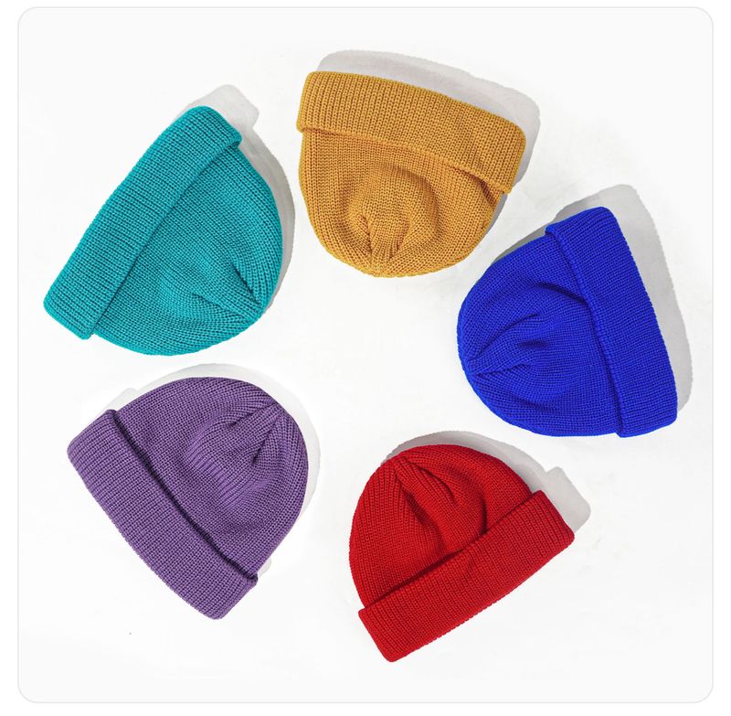Brand OEM Woven Label Embroidered Knitted Winter Solid Color Cuffed Outdoor Warm Wool Hat Customization_voghion.com