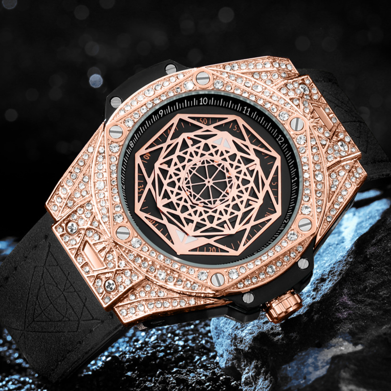 PINTIME/Pinshi cross-border fashion full diamond watch men's live broadcast popular quartz watch waterproof manufacturer direct sales_voghion.com