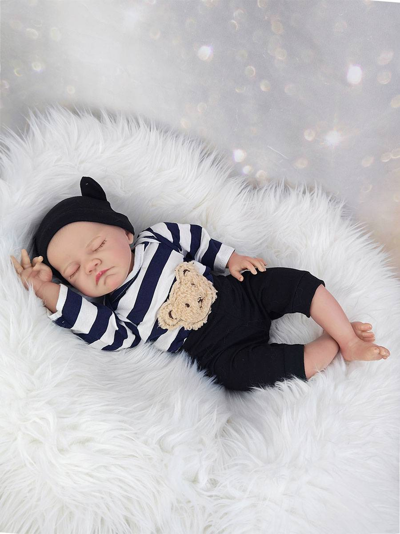 46 Zoll realistische Reborn-Babypuppe, fertig bemalt, schlafendes Neugeborenes, 3D-Haut, sichtbare Adern, Sammlerkunstpuppe_voghion.com