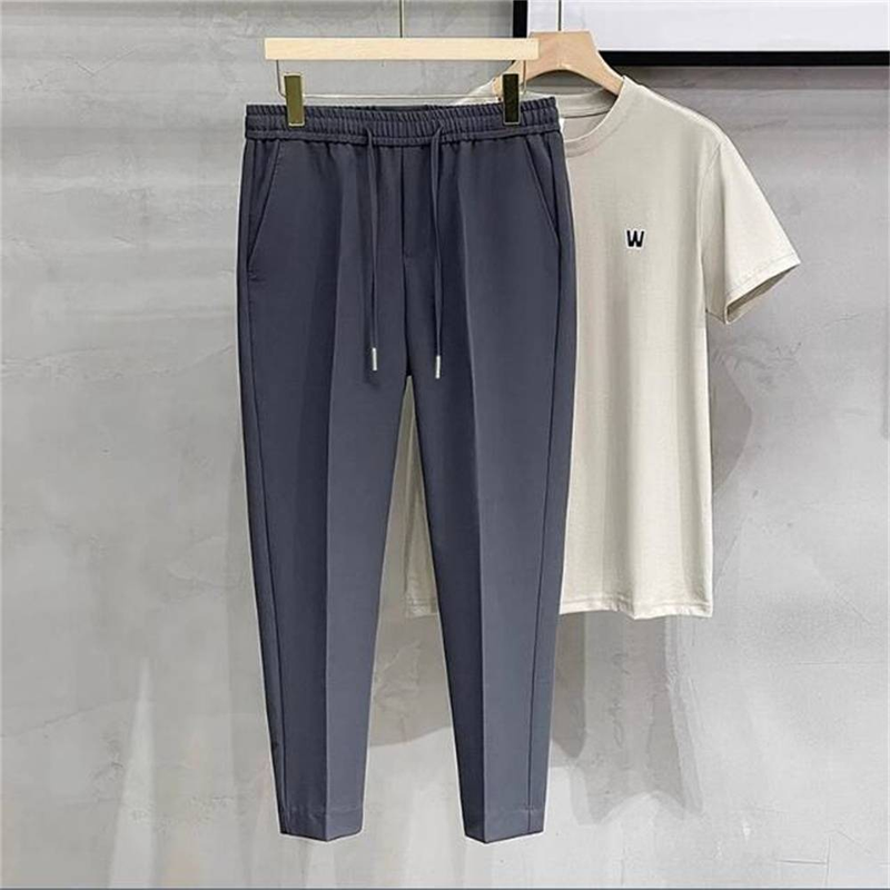 Léto 2025 Cross Border pánské slim fit kalhoty pro malé nohy ležérní business kalhoty s devíti body_voghion.com